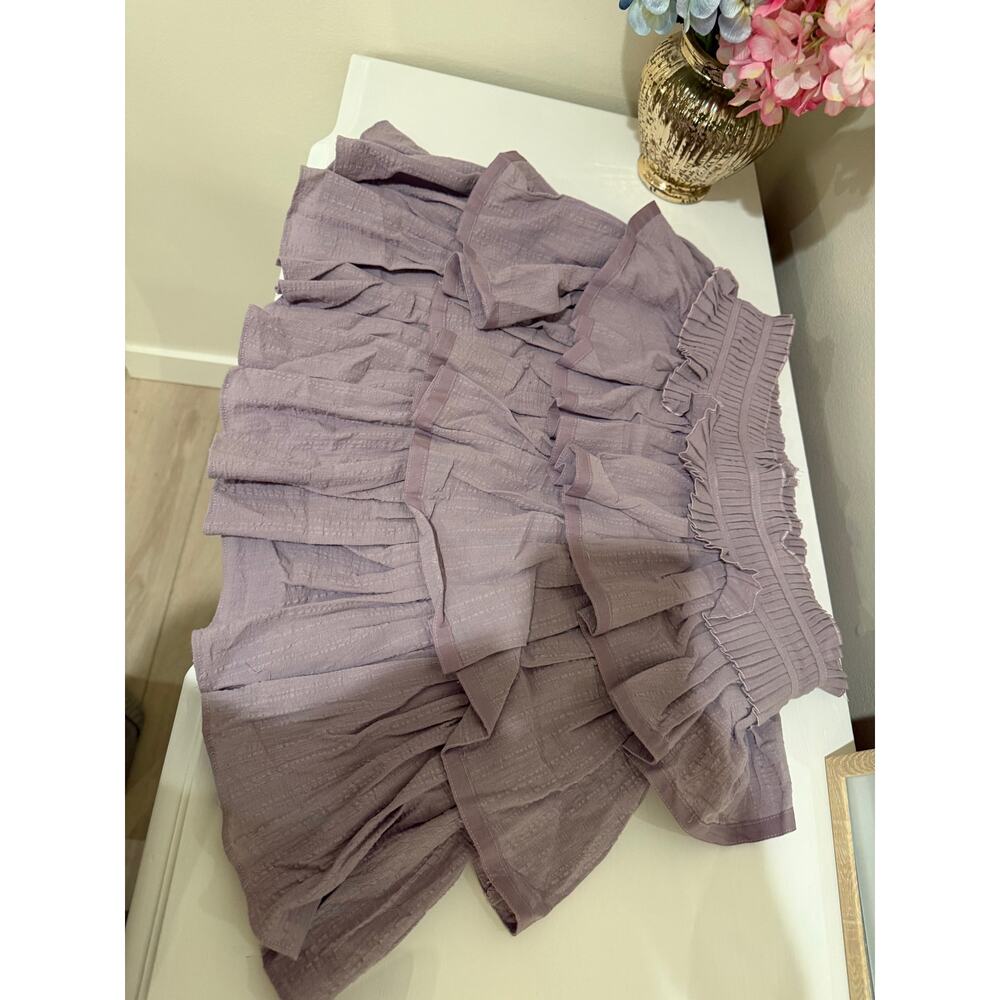 Free the Roses Pleated Waist Ruffle Mini Skirt – NWT-Size Medium Purple - Picture 6 of 6
